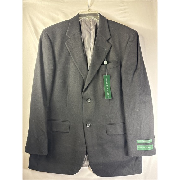 Oscar De La Renta Cashmere Wool Blend Black Blazer Jacket 41R NWT